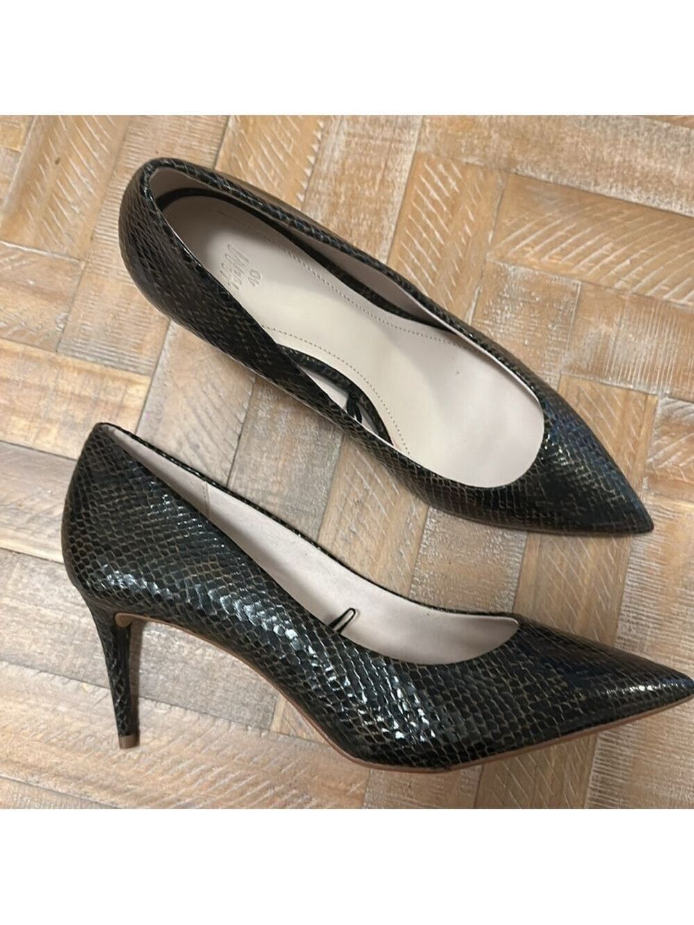 H&M Snakeskin Animal Print Pointed Toe Stiletto Heels